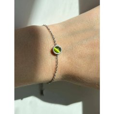 Браслет, кошачий глаз, 1 шт., размер 16 см, размер M, зелeный Mycodebrand