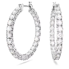 Серьги конго SWAROVSKI, кристаллы Swarovski, размер 30 мм, серебристый