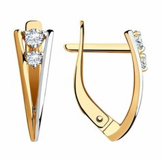 Серьги Diamant, красное золото, 585 проба, фианит, размер 16 мм, , бесцветный