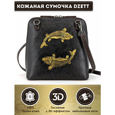 Сумка кросс-боди Dzett, фактура тиснение, серый, золотой, коричневый, черный