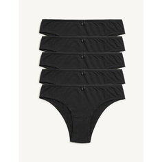 Трусы MARKS & SPENCER 5pk Cotton Rich Brazilian Knickers, комплект из 5 шт., размер UK10, black