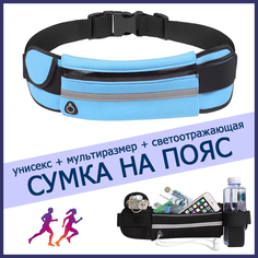 Сумка поясная , фактура гладкая, голубой Litex Group