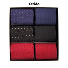 Носки Tezido, комплект, 6 пар, размер 41-46, синий/красный
