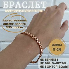 Браслет-цепочка FJ, 1 шт., размер 19 см, золотистый