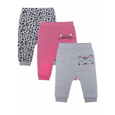 Брюки спортивные Me & We, комплект из 3 шт., размер 80, серый, розовый