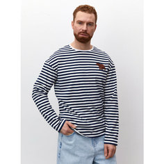 Лонгслив Берегите Птиц, размер L, , белый, синий, коричневый