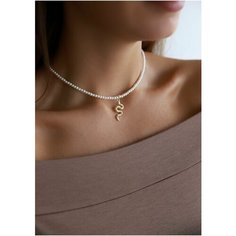 Чокер BLV Jewerly, жемчуг имитация, длина 39 см, белый/золотистый