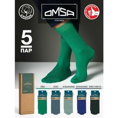 Носки Omsa, комплект, 5 пар, размер 39-41 (25-27), Acquamarina/Erba/Jeans/Ultramarino/Verde Foresta