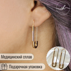 Серьги, искусственный камень, золотистый Chao!