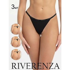 Трусы Riverenza, комплект из 3 шт., размер 42, чёрный