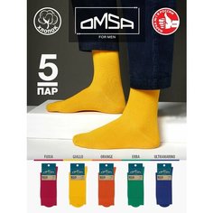 Носки Omsa, комплект, 5 пар, размер 42-44 (27-29), Erba/Fuxia/Giallo/Orange/Ultramarino
