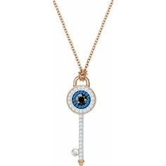 Колье SWAROVSKI, кристаллы Swarovski, длина 38 см, белый, синий, золотой