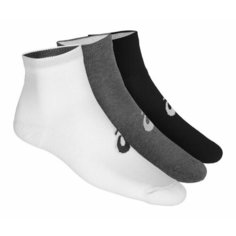 Носки ASICS ASICS 3PPK Quarter sock, комплект, 3 пары, размер S, серый, белый, черный