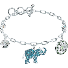 Браслет-цепочка SWAROVSKI, кристаллы Swarovski, бирюзовый, зеленый, серебристый
