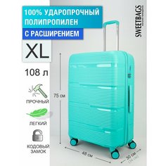 Чемодан Sweetbags, 108 л, размер XL, мятный