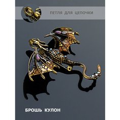 Брошь, стразы, коричневый Petro Jewelry