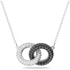 Колье SWAROVSKI, кристаллы Swarovski, длина 38 см, черный, серебряный