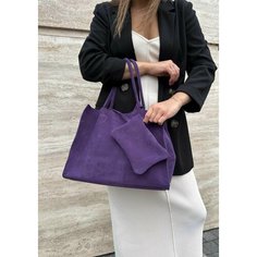 Сумка шоппер Shapely, фактура бархатистая, фиолетовая