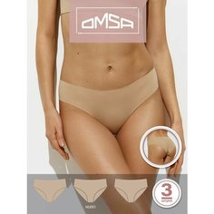 Трусы Omsa, комплект из 3 шт., размер 44 (S), бежевый