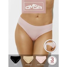 Трусы Omsa, комплект из 3 шт., размер 48 (L), бежевый, розовый, черный