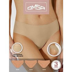 Трусы Omsa, комплект из 3 шт., размер 50 (XL), бежевый