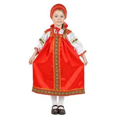 Костюм русский народный Василиса (красный) детский Русская красавица 12 лет (152 см) (сарафан, блуза)