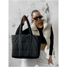 Сумка шоппер ULALA, фактура стеганая, черный..
