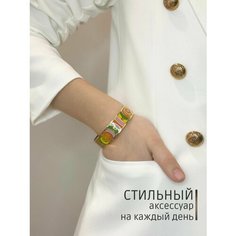 Браслет, эмаль, оранжевый, зеленый Нет бренда
