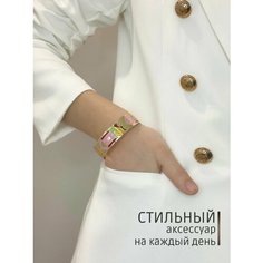 Браслет, эмаль, розовый, зеленый Нет бренда