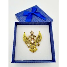 Брошь, кристалл, золотистый Djuel`