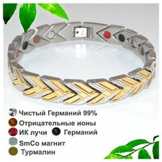 Браслет, размер 21.5 см, серебристый, золотистый Magnetic Bracelets