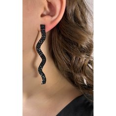 Серьги, искусственный камень, черный/серый Бантами