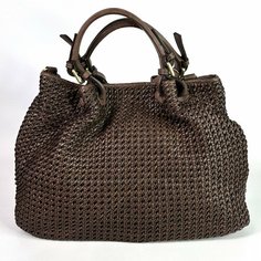 Сумка авоська Vera Pelle, фактура матовая, коричневый