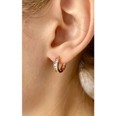 Серьги конго XUPING JEWELRY, фианит, размер 10 мм, сиреневый в золоте