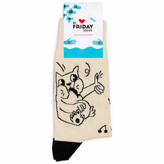 Носки St. Friday Носки с надписями Достоевский - Всё дозволено, размер 38-41, бежевый, черный