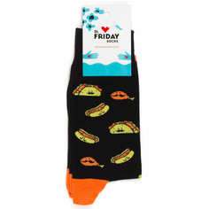 Носки St. Friday Закуска и точка, размер 42-46, черный, оранжевый, желтый