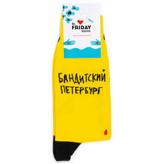 Носки St. Friday Носки с надписями Бандитский петербург, размер 38-41, красный, черный, желтый