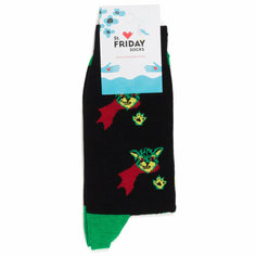 Носки St. Friday Коты против, размер 38-41, зеленый, красный, черный
