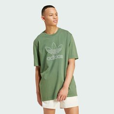 Футболка спортивная adidas Originals Adicolor Outline Trefoil Tee, размер XL, зеленый