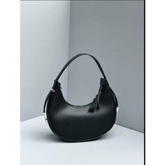 Сумка хобо , фактура зернистая, черный бренд