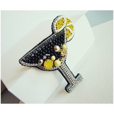 Брошь, кристалл, желтый, черный Cute Brooches