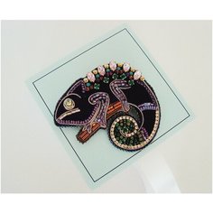 Брошь, кристаллы Preciosa, зеленый, фиолетовый Cute Brooches