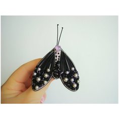 Брошь, жемчуг Swarovski синтетический, черный Cute Brooches