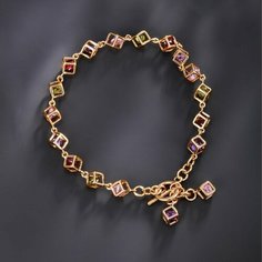 Браслет XUPING JEWELRY, циркон, 1 шт., размер 21 см, размер one size, золото/мультиколор