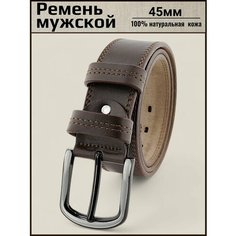 Ремень AksyBelt, размер 135, коричневый 2 строчки