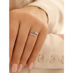 Кольцо Самородок, серебро, 925 проба, чернение, безразмерное, серебристый