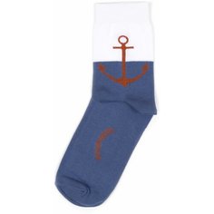 Носки Happy Socks Носки с рисунками - Якорь - Голубой - Белый, размер 35-40, белый