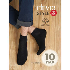 Носки CLEVER, комплект, 10 пар, размер 25, черный