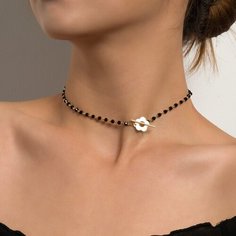 Чокер, искусственный камень, длина 41 см, графитовый нет