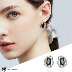 Серьги Emay, шпинель, черный